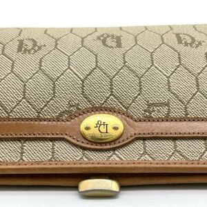 Christian Dior Honeycomb Beige PVC Mini Purse Coin Case